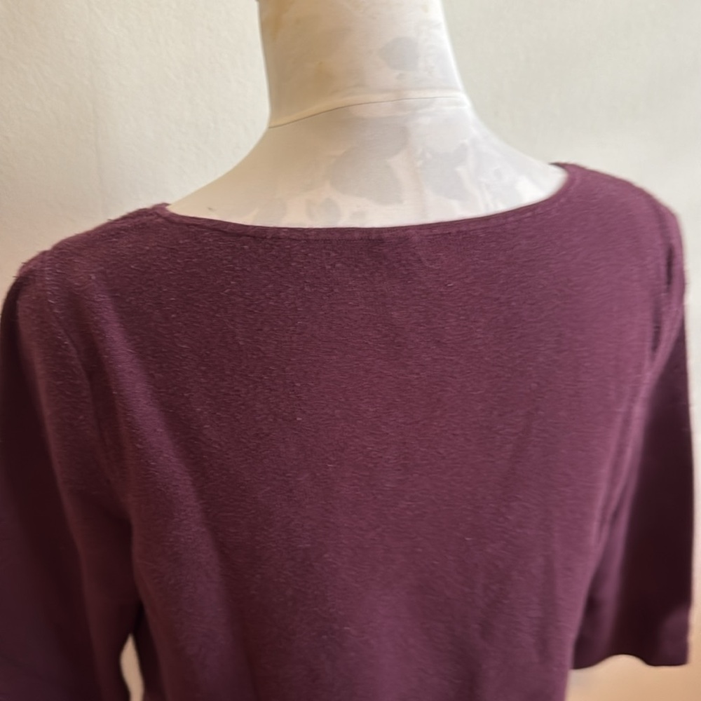 Chico’s Raspberry Ribbed Elbow Sleeve Ribbed Boat Neck Tunic Pullover - Picture 5 of 5